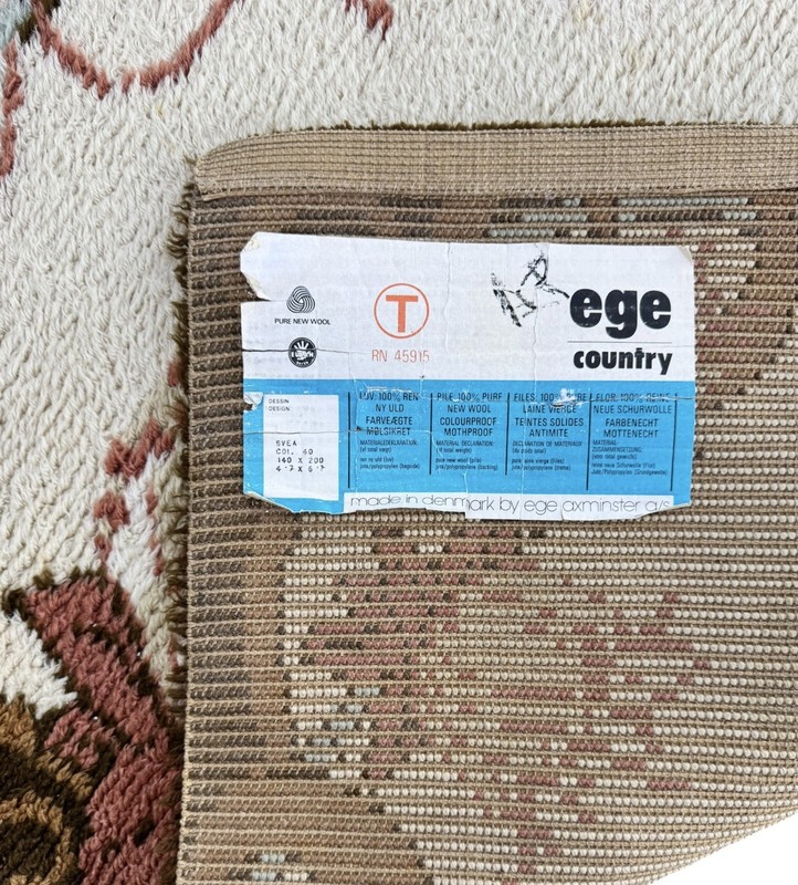 Vintage Ege Axminster A/S Denmark Country MCM Wool Rug w/Tag ~ NEEDS CLEANING gallery