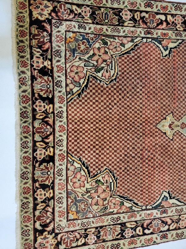 Antique Oriental Hand-Knotted Wool Area Rug Terracotta/Black 4'1" x 6'7" gallery