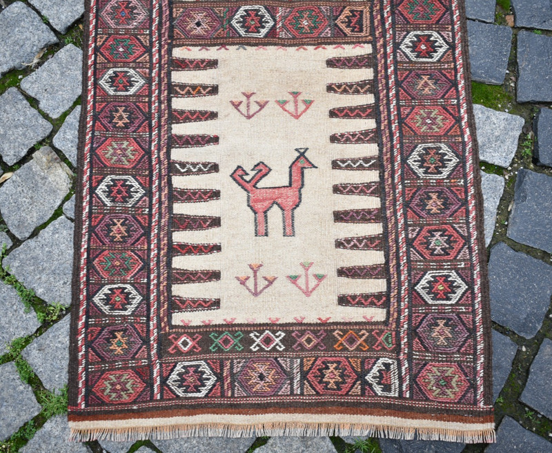Caucasian Runner Rug 23'' x 69'' Embroidered Weave Hallway Fine Quality Wool Rug gallery