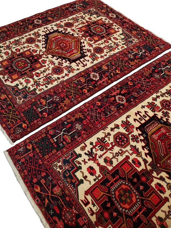 Twin PAIR of Karejeh rugs Hand Woven - 4'11" x 6'5" + 4'11" x 6'7" gallery