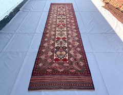 Antique Afghan Baluchi Runner Rug 3×12 Hand Knotted Persian Style Hallway Carpet