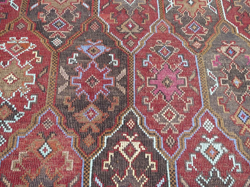 Turkish Kilim Wool Rug, Handmade Floor Carpet, Embroidery Area Rugs 75"x102" gallery