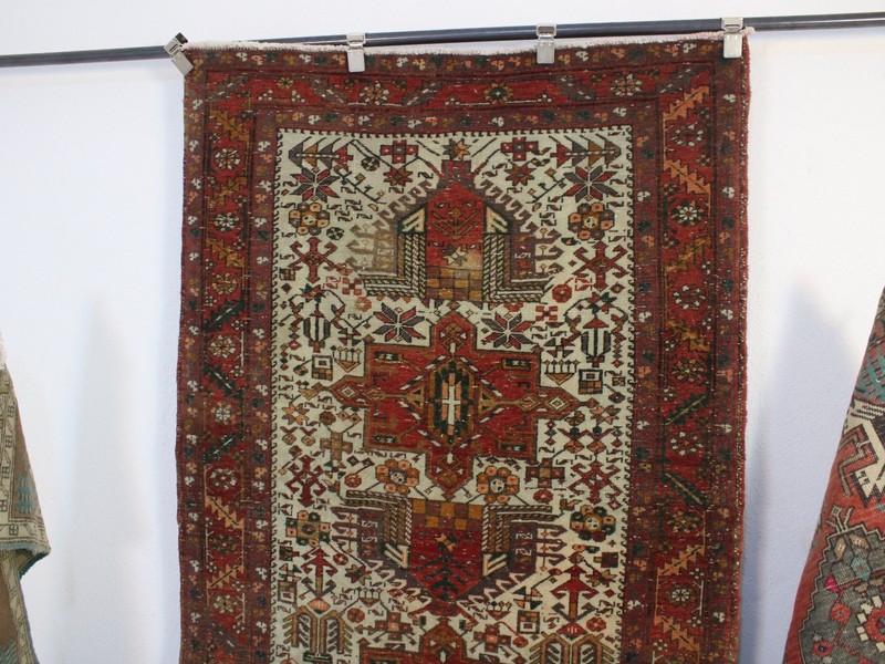 4x13 ft Red White Runner | Handmade Extra Long Oriental Runner Rug | 3.7x12.9 gallery