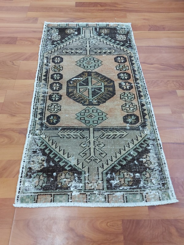 Vintage Black and Beige Rug Hand Woven Wool Rug Organic Free Ship Rug gallery