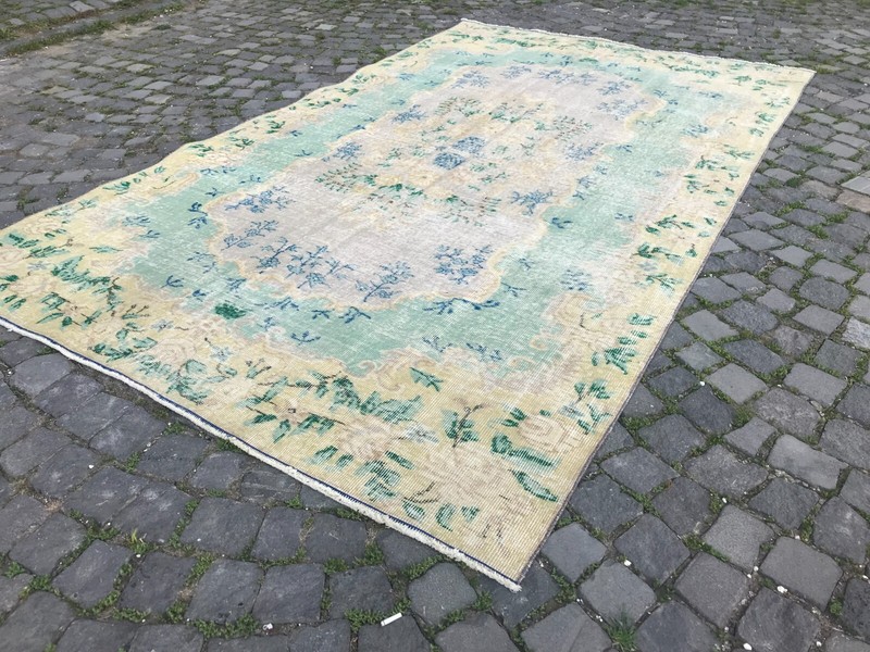 Turkish Antique rug Bohemian Area rug Oushak rug Vintage Rug Handmade Wool rug gallery