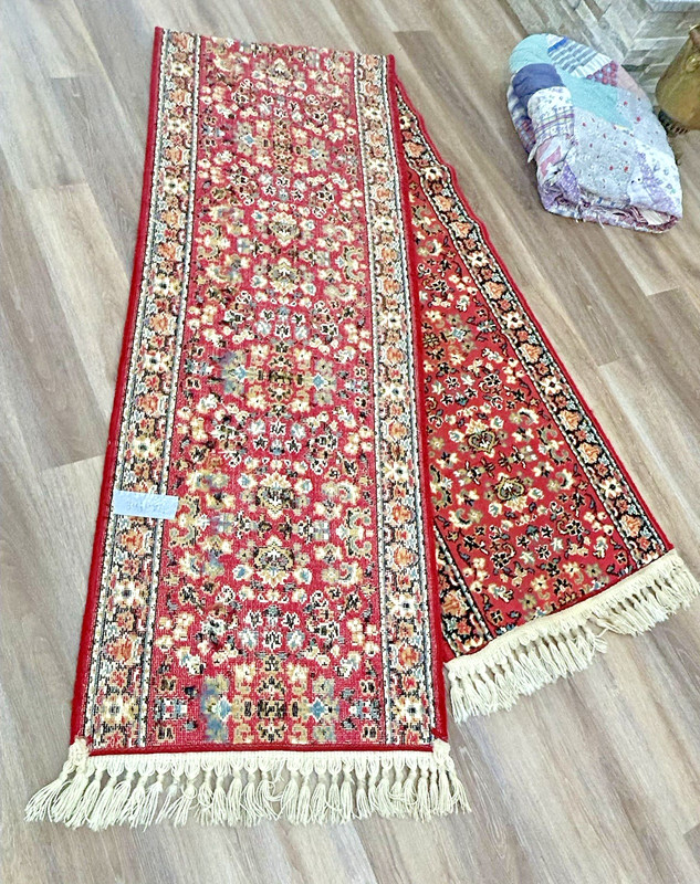 Vintage American Wool Runner Rug, Kirman Style Floral 134" x 27" gallery