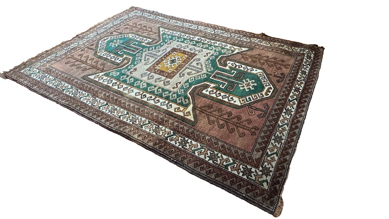 Vintage Anatolia Kazak Wool Rug 5x7 Hand Knotted Geometric Turkish Carpet Brown gallery