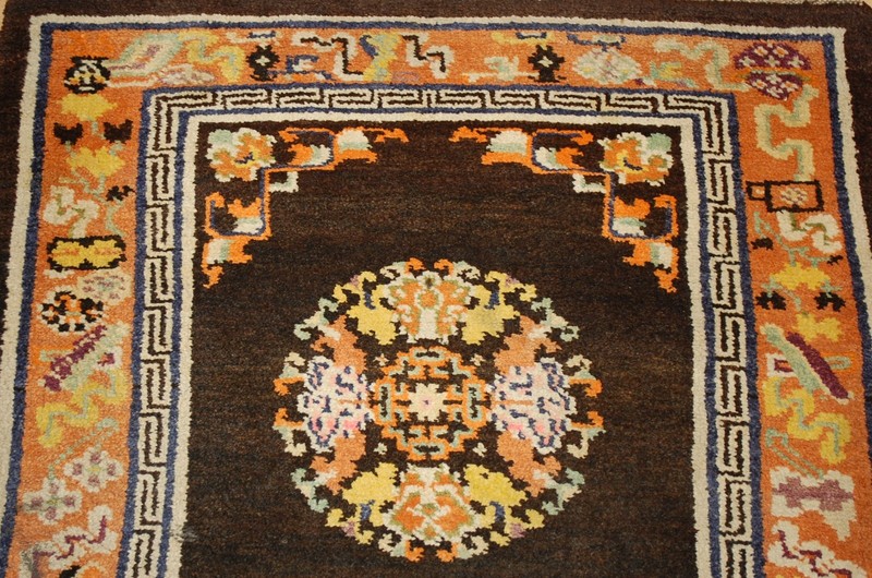 c1900s ANTIQUE MINT CHINESE EAST TURKESTAN KHOTAN RUG 2'7" x 4'6" ONE OF A KIND gallery