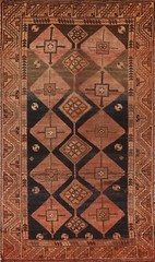 Pre-1900 Geometric Lori Tribal Traditional Hand-knotted Wool Antique Rug 4’x7′