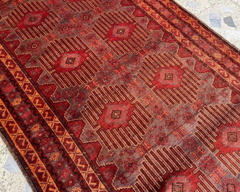 Handmade Afghan Caucasian Rug 3.10 x 6.2 ft – Vintage Geometric Floor Decor gallery