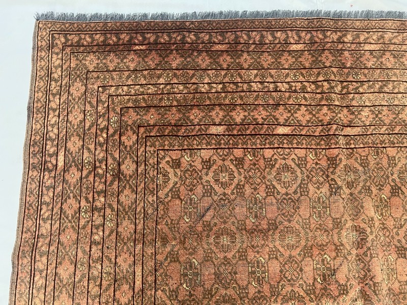 6'7x9'6 Antique Turkmen Bukhara Hand Knotted Tribal Geometric Wool Area Rug Rare gallery