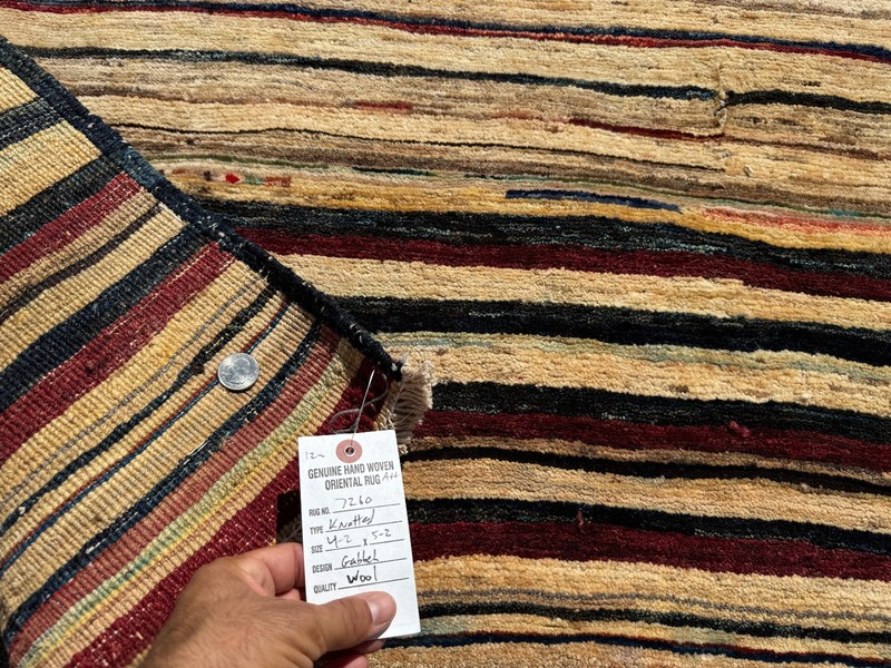 4x5 WOOL VINTAGE GABBEH RUG oriental HANDMADE geometric handwoven small fine 4x6 gallery