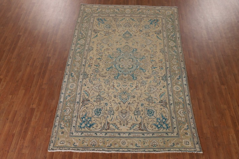 Medallion Handmade Classic Area Rug 7x10 Light Gold Traditional Room Size Carpet gallery