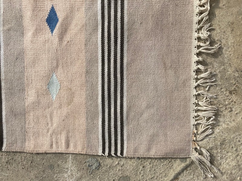 Vintage Traditional Handmade Turkish Strip Flat Wool Kilim Floor Rug 203x132 cm gallery