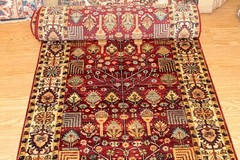 17 Ft. long TOP QUALITY handmade hall runner HIGH KNOTS Red Maroon background