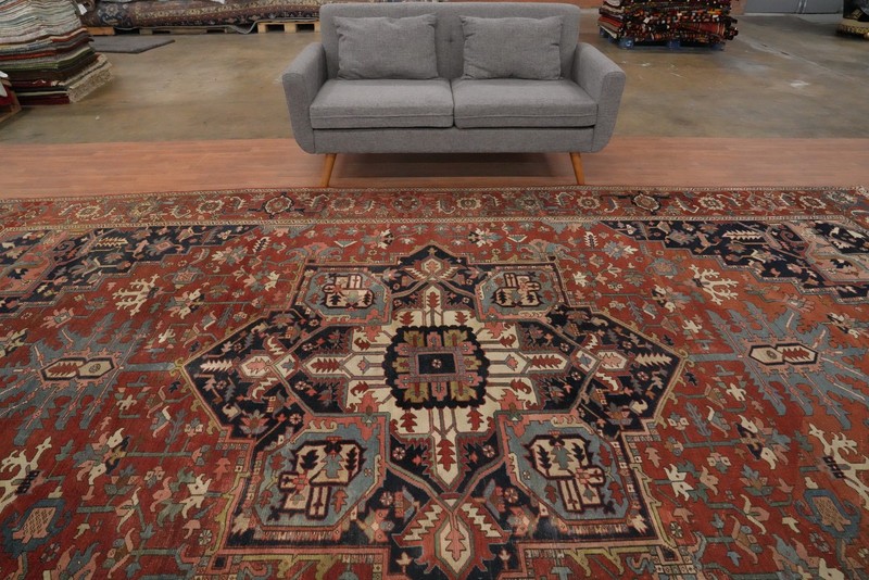 Pre-1900 Vegetable Dye Area Rug 10x15 Antique Hand-made Rust Wool Large Carpet gallery