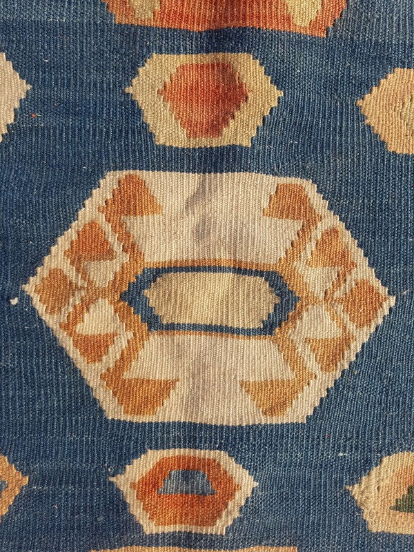 Vintage Handmade Turkish Geometric Wool Kilim Rug Carpet 194x121 cm gallery