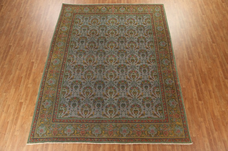 Vintage Overdyed Bird Design Traditional 10x12 Area Rug Low Pile Handmade Carpet gallery