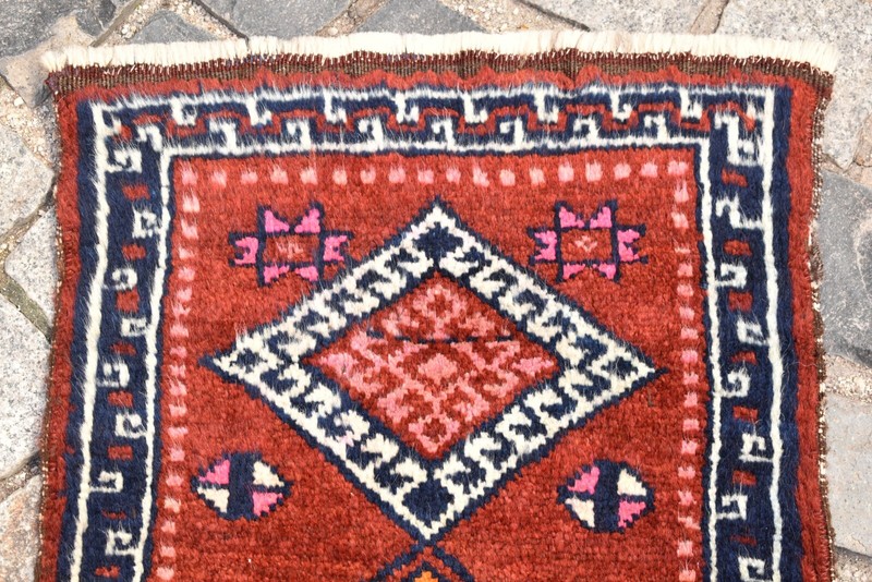 Fabulous Antique Kurdish Yastik Rug 17'' x 29'' Collector Item Anatolian Carpet gallery