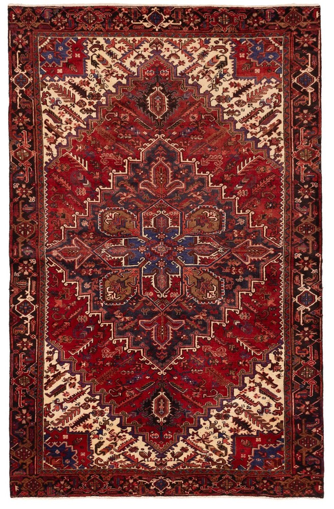 Traditional Vintage Hand-Knotted Area Rug 6'9" x 10'0" Oriental Wool Carpet
