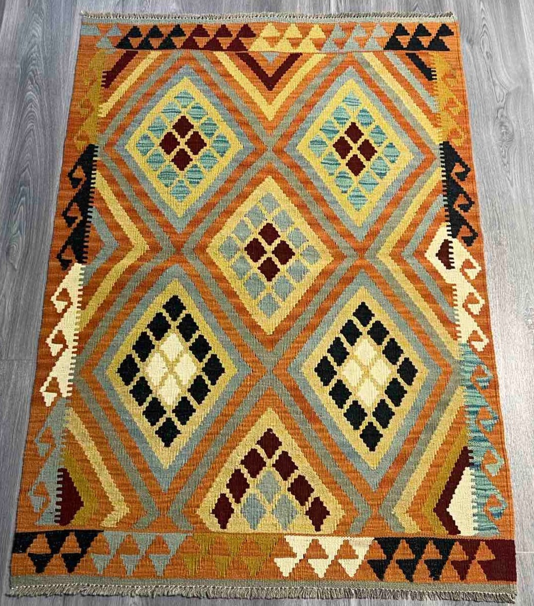 Vintage Kilim Traditional Hand Made Oriental Wool Kilim 5ftx3.2ft 144cmx100cm gallery