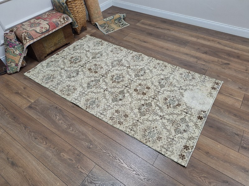 Beige Rug, Living Room Rug, Handmade Area Rug, Office Rug 3.8 x 6.9 Ft gallery