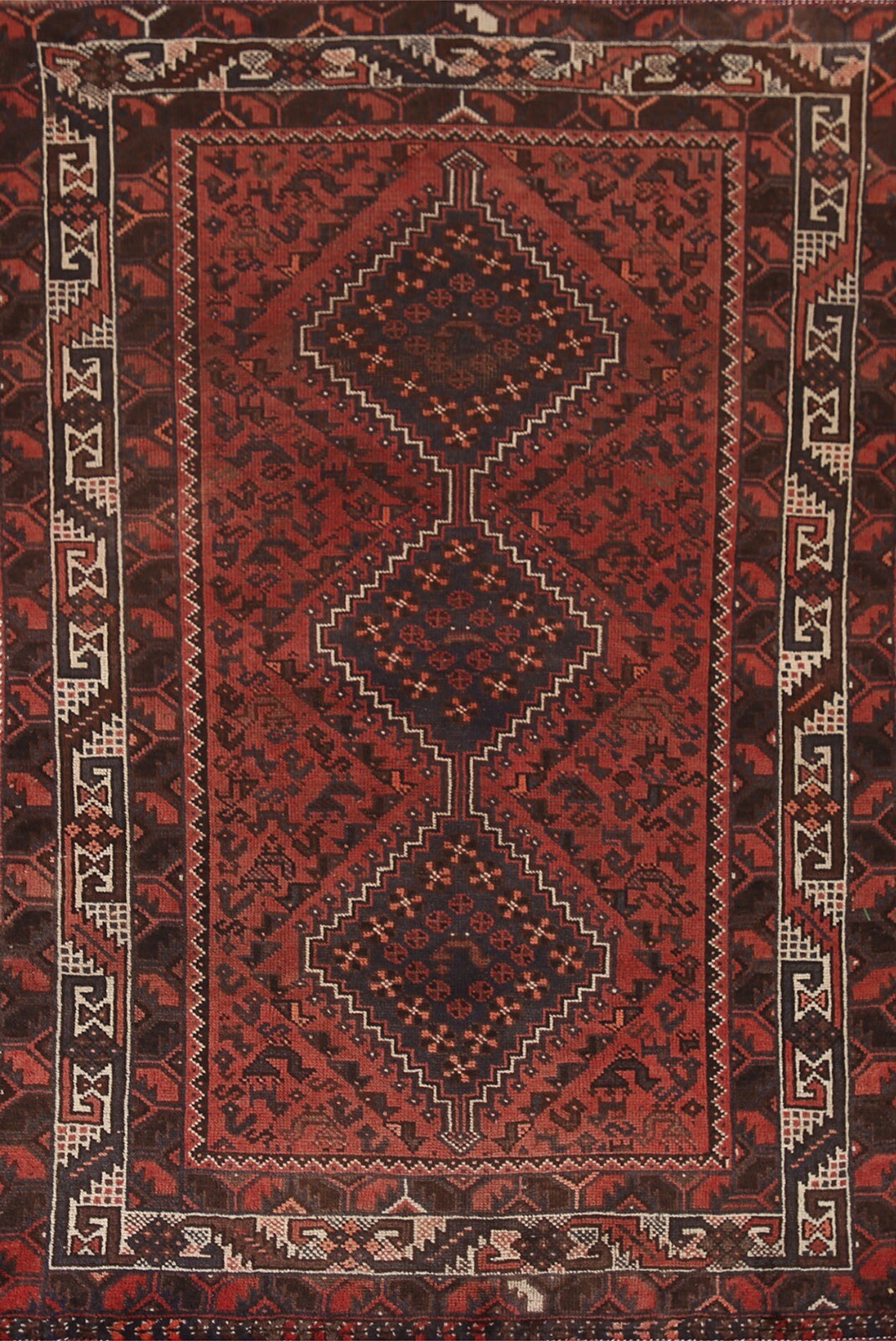 Vintage Rug 4x7 ft.Oriental Qashqai Hand-Knotted Wool Low Pile Living Room Rug gallery