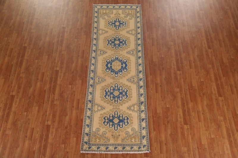 Geometric Ardebil 10 ft. Runner Vintage Rug Wool Hand-knotted 3x10 gallery