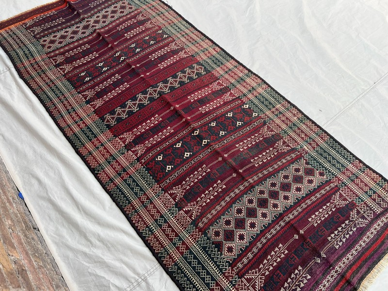 COLLECTORS' ITEM 8.5 X 3.8ftAntique Maldari Belouch Nomad Full Embroidery Sistan gallery