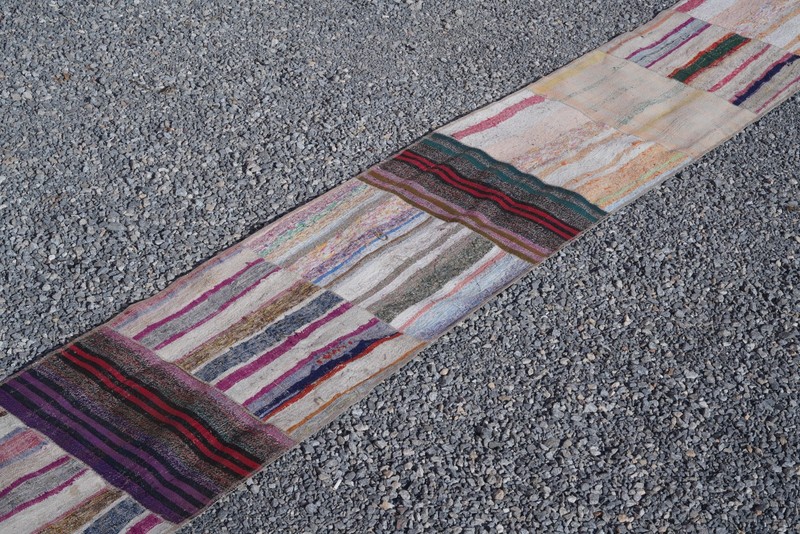 Vintage Turkish Kilim Runner Rug 2x17 ft Neutral Handmade Extra Long Carpet 825 gallery
