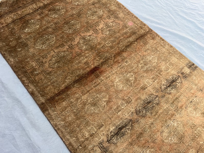 3'4x6'1 Antique Afghan Rug Hand Knotted Wool Distressed Terracotta Hallway Rug gallery