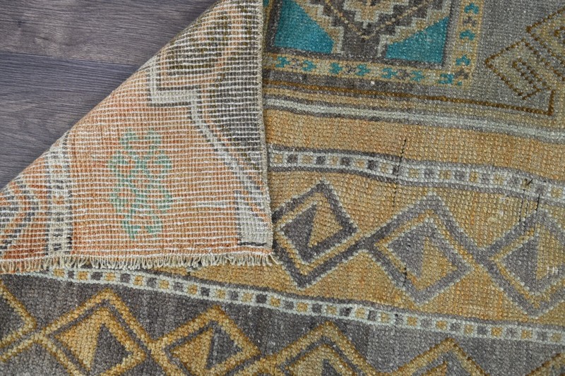 Vintage Turkish Runner Rug 2x6ft Wool Anatolian Handmade Hallway Oushak ORANGE gallery