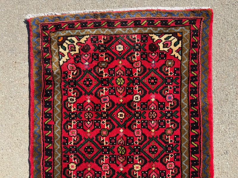 2x13 LONG NARROW ANTIQUE RUNNER RUG handmade handwoven fine wool red clean real gallery