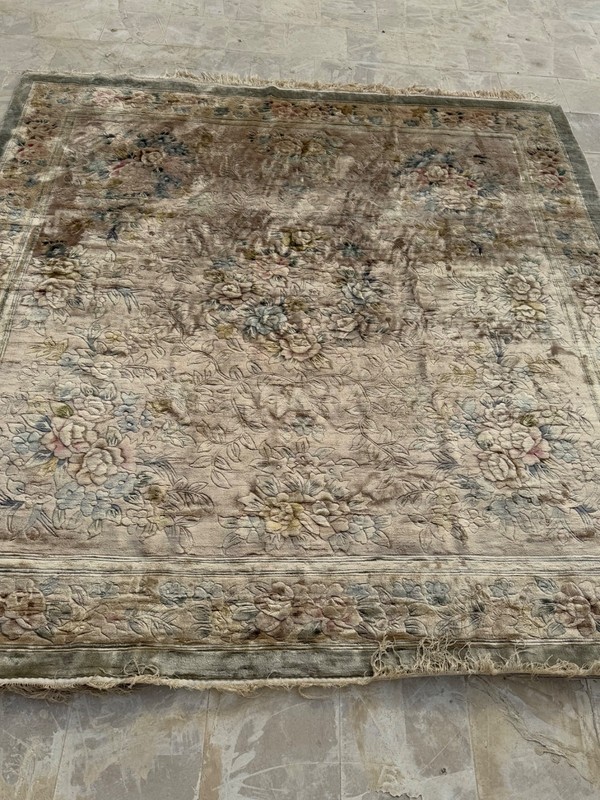 Vintage Fabulous Hand Knotted China Full Silk Square Rug 236x240 Cm gallery