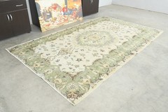6×9 Turkish Antique Rug Anatolian Hand-Knotted Vintage Oushak Large Carpet,161