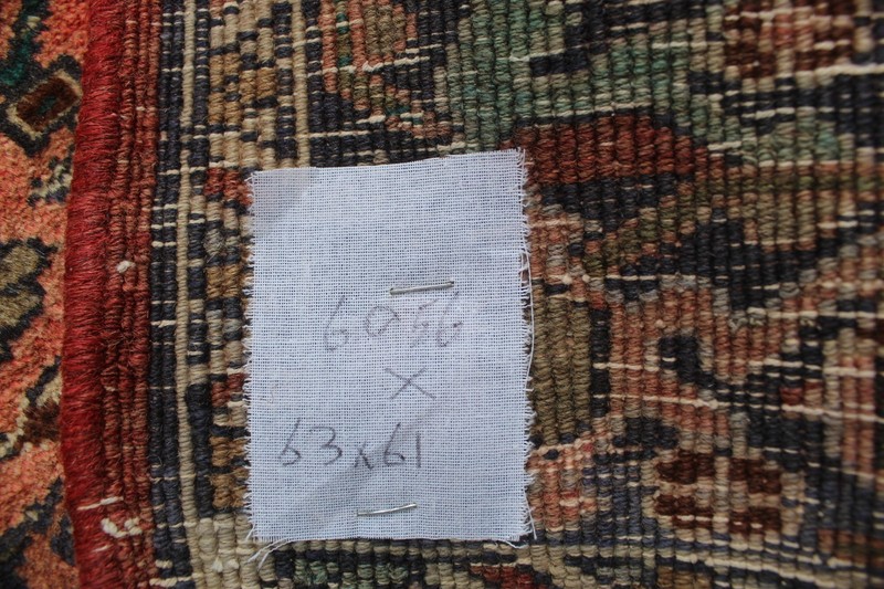 Vintage Hand Made Vagereh Traditional Oriental Wool Pink Red Small Rug 63x61cm gallery