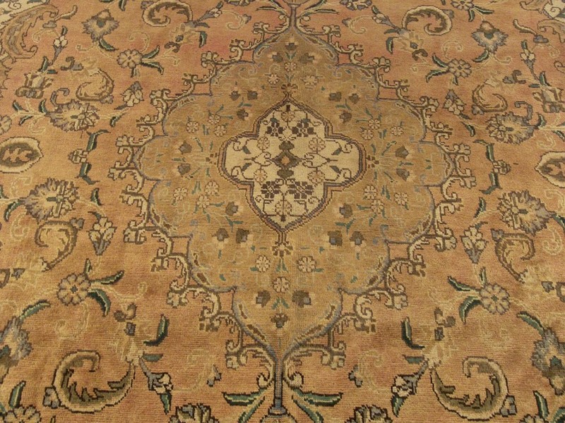 9.6 x 12.8 ft VINTAGE HAND KNOTTED Antique 1930s Tabrez OUSHAK VEG DYED Wool RUG gallery