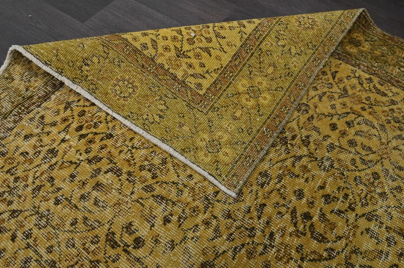Oushak Turkish Vintage Rug 5x7 Kilim Rug Anatolian Handmade Boho Decor YELLOW gallery