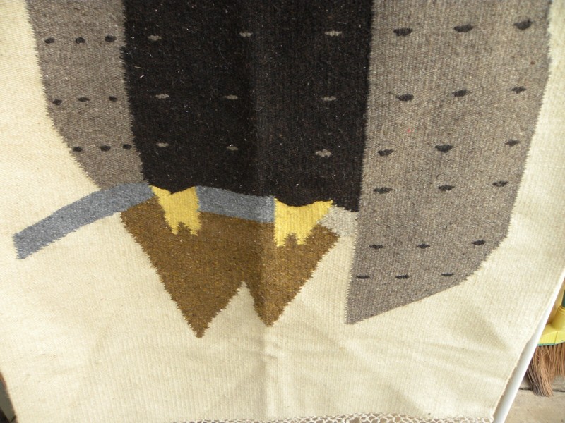 A Handwoven Wool Hanging/ Accent Rug Decorated W/ A Modernistic Owl Image gallery