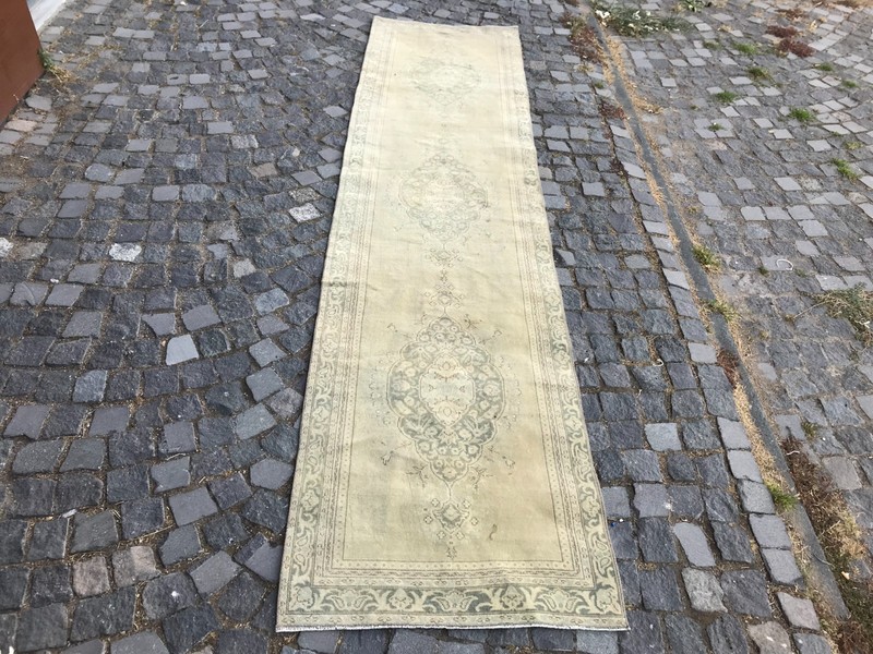 Turkish Vintage Rug Handmade Wool Rug Bohemian Runner Rug Home Rug 2,7 x 11, ft gallery