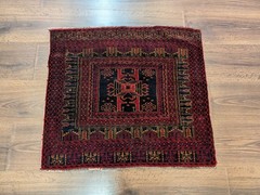Small Square Balouch Rug, Handmade, Tribal, Wool