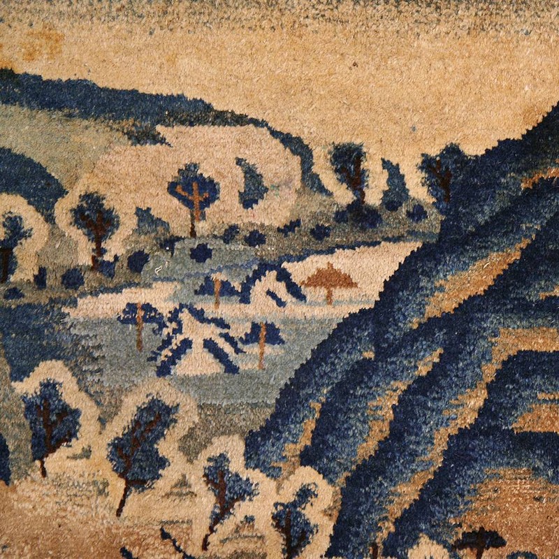 ANTIQUE MONGOLIAN WOOL PILE RUG LANDSCAPE CARPETS LATE 19TH C. gallery