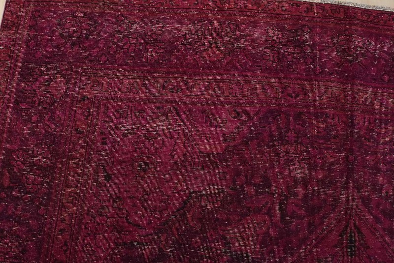 Vintage Overdyed 8’1” x 10’8” Pink Distressed Wool Hand-Knotted Oriental Rug gallery