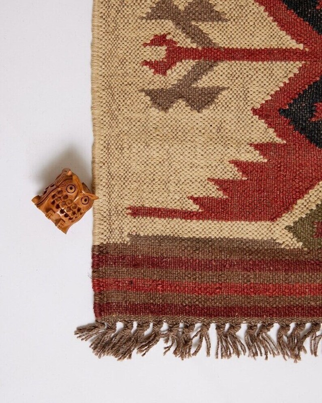 Rectangle Rug Vintage Wool Jute Area Accent Hallway Kilim Oriental Rug Runner gallery
