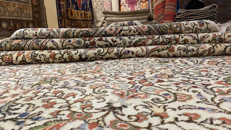 Late 1940's Antique Muted Natural Colors Wool Pile Hereke Area Rug 6’6”x9’5” gallery