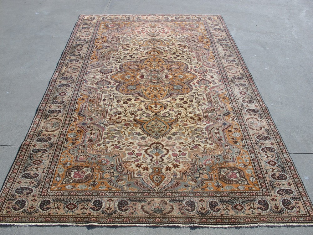 Antique Traditional Rug 6x10 Large Floral Turkish Rug 6.4x9.6 Muted Distressed