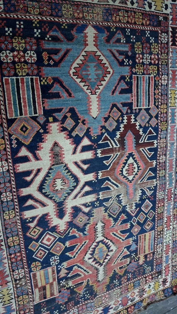 Antique Karabagh Chelaberd Eagle Rug 105x160cm 3'5"x5'3" Caucasian Tribal