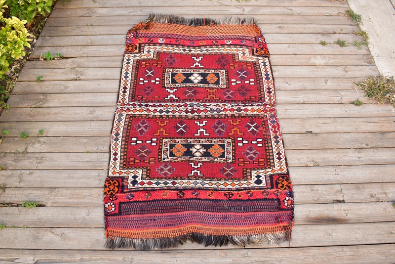 Turkish Rug 32''x51'' Handwoven East Anatolian Vintage 2x4 Sumak Carpet 83x130cm gallery