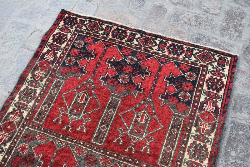 Red Antique Hand Knotted Rug 4x6 Fine Afghan Vintage Rug Oriental Turkmen Carpet gallery