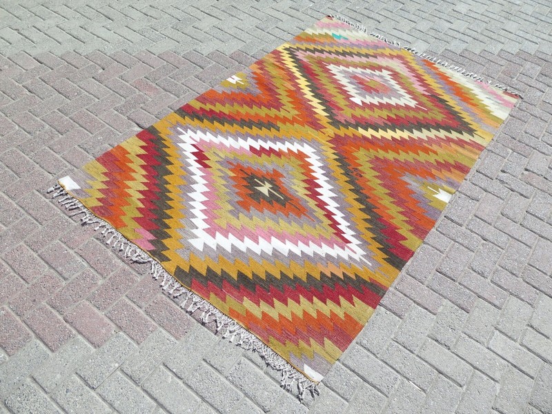 Area Rugs, Turkish Kilim Wool Rug, Handmade Floor Carpet, Teppiche Tapis 56"x87" gallery